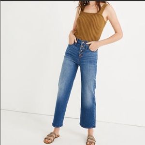 Madewell Button Front slim wide leg crop